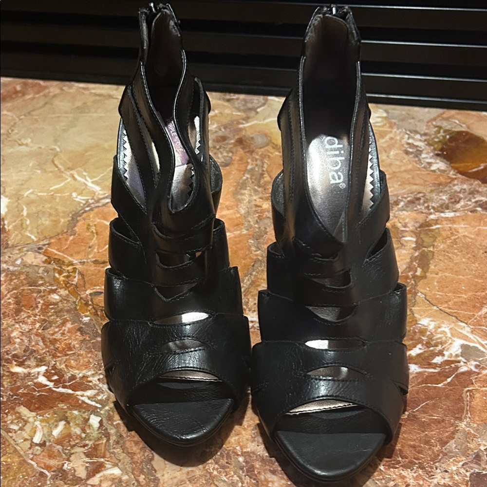 Diba Black Strappy Heels